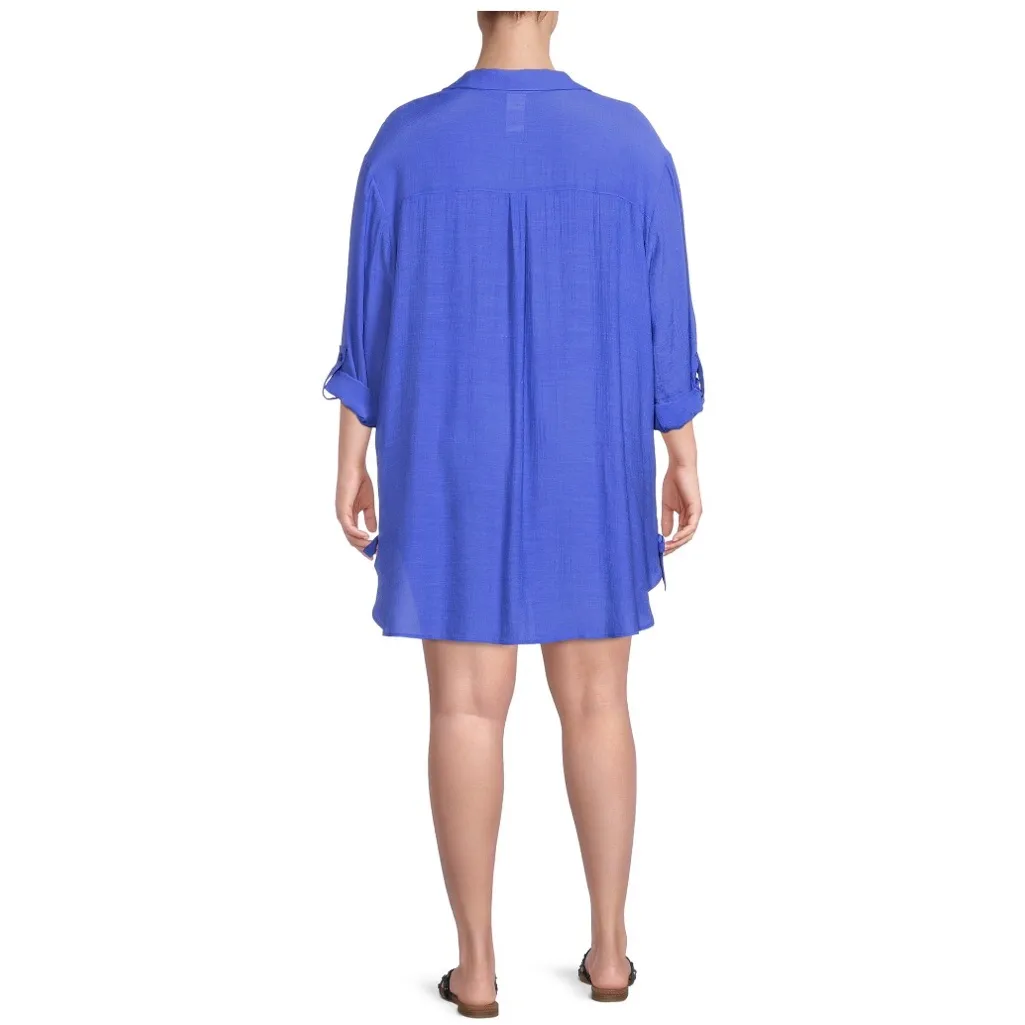 TIME and TRU Womens Buttoned Front Blue Cover Up Size XL 16 - Image 4