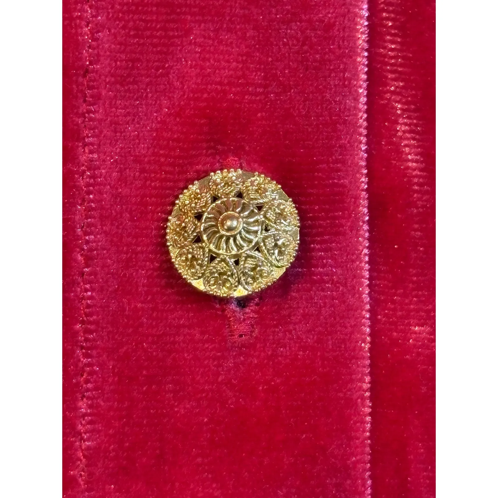 Soft Surroundings Red Velvet Button Up Shirt Long Sleeve Women Size Medium - Image 6