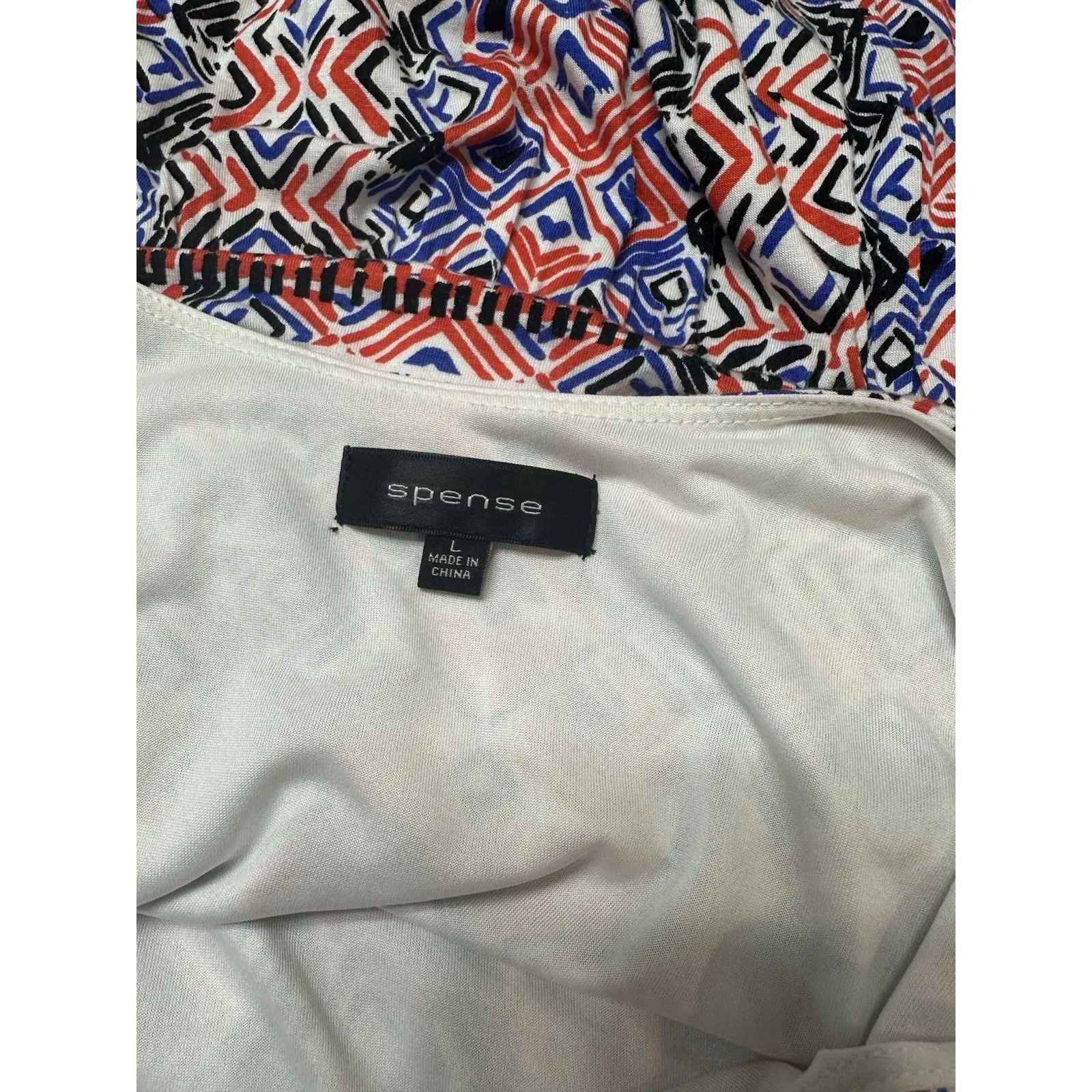 Spense Sleeveless Geometric Print Knit Dress L | Red Blue Black Summer Casual Size L - Image 4