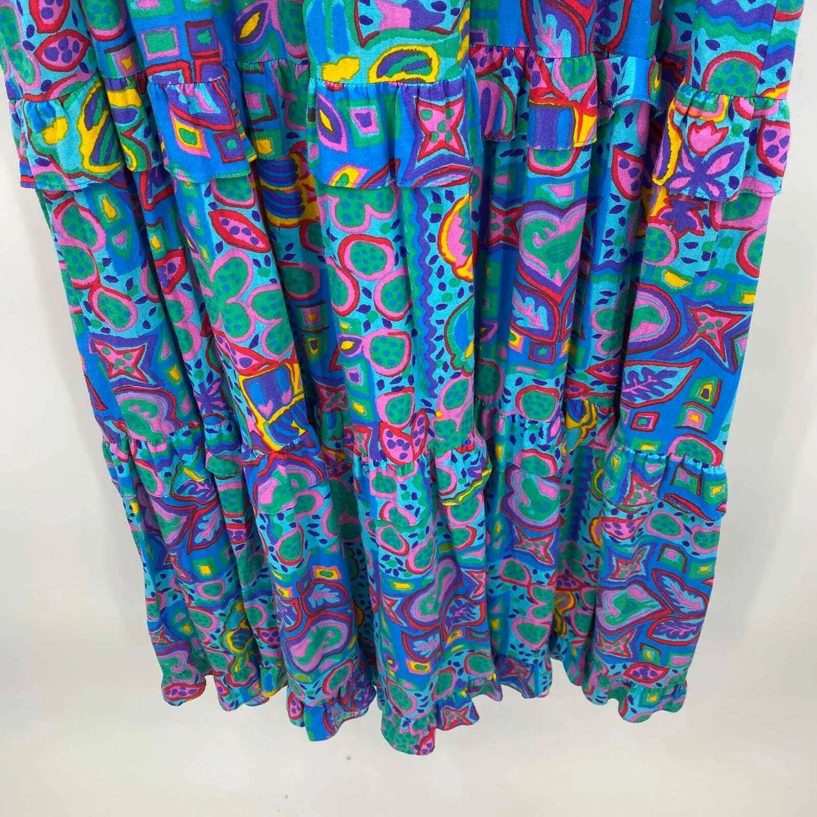 Vintage Two‎ Potato Laguna Beach Whimiscal Maxi Dress Small Blue Artsy Cotton - Image 6