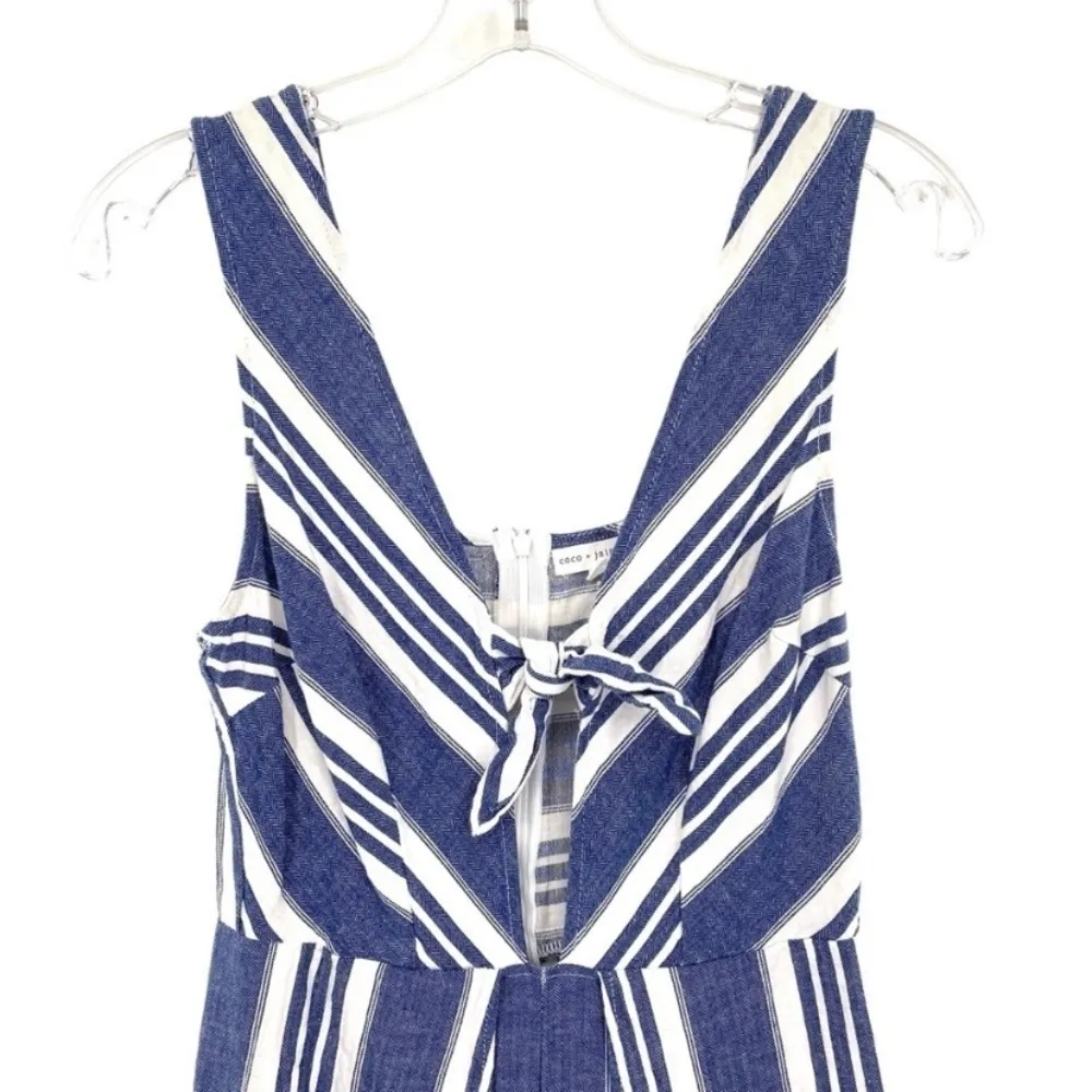 Coco + Jaimeson Anthropologie Cotton Linen Jumpsuit Cutout Romper Wide Leg - Image 6