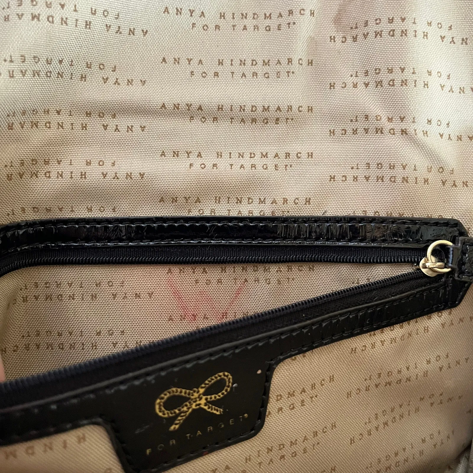 Y2K Anya Hindmarch x Target Black Patent Faux Leather Buckle Clutch Evening Bag - Image 5