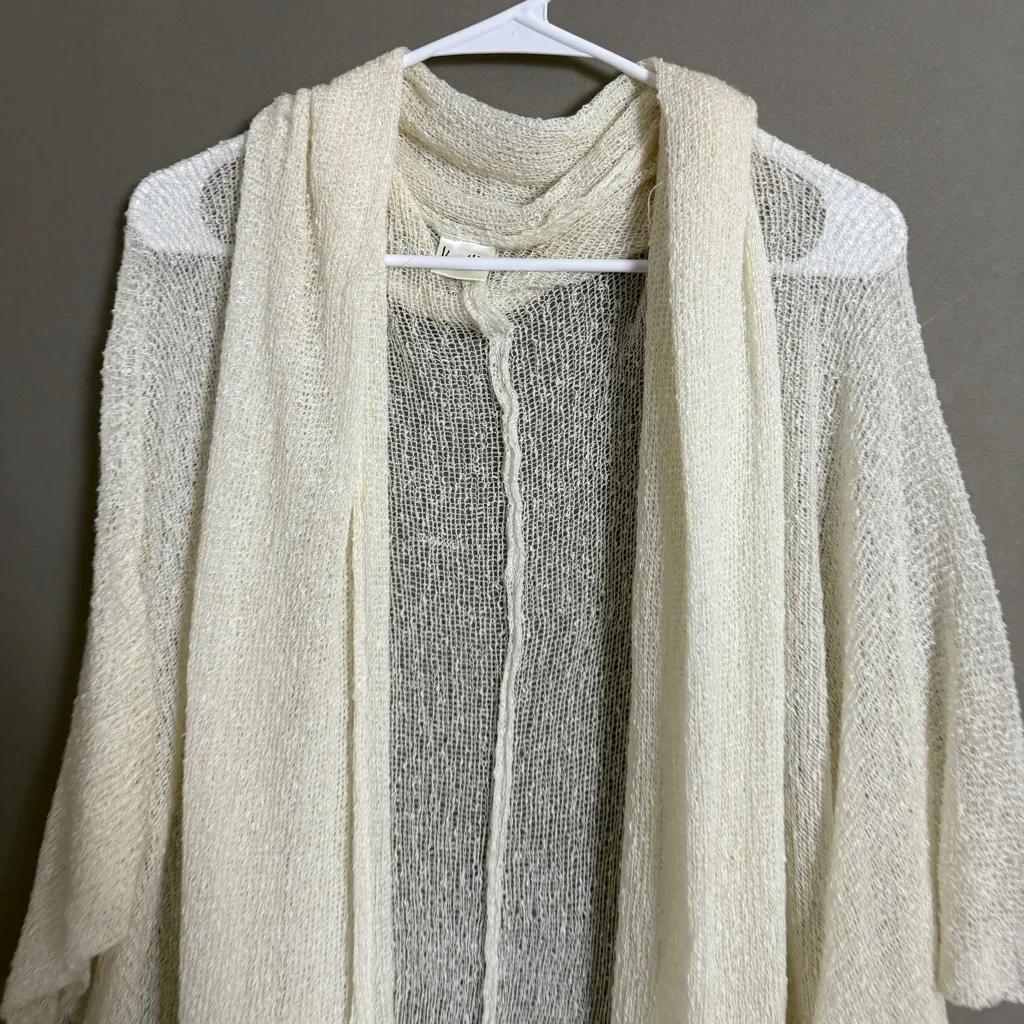 Van Klee sz One size‎ cream thin knit open cardigan - Image 2