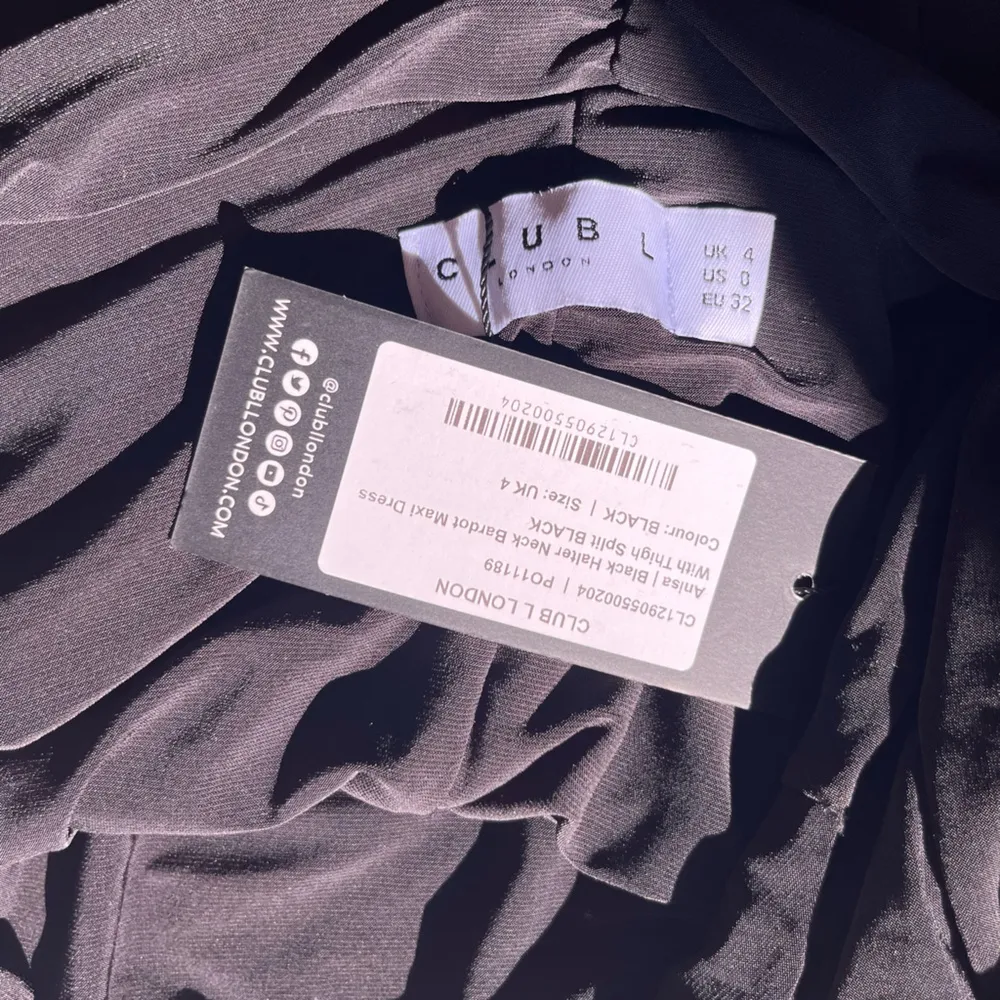 ANISA BLACK HALTER NECK BARDOT MAXI DRESS WITH THIGH SPLIT - Image 6