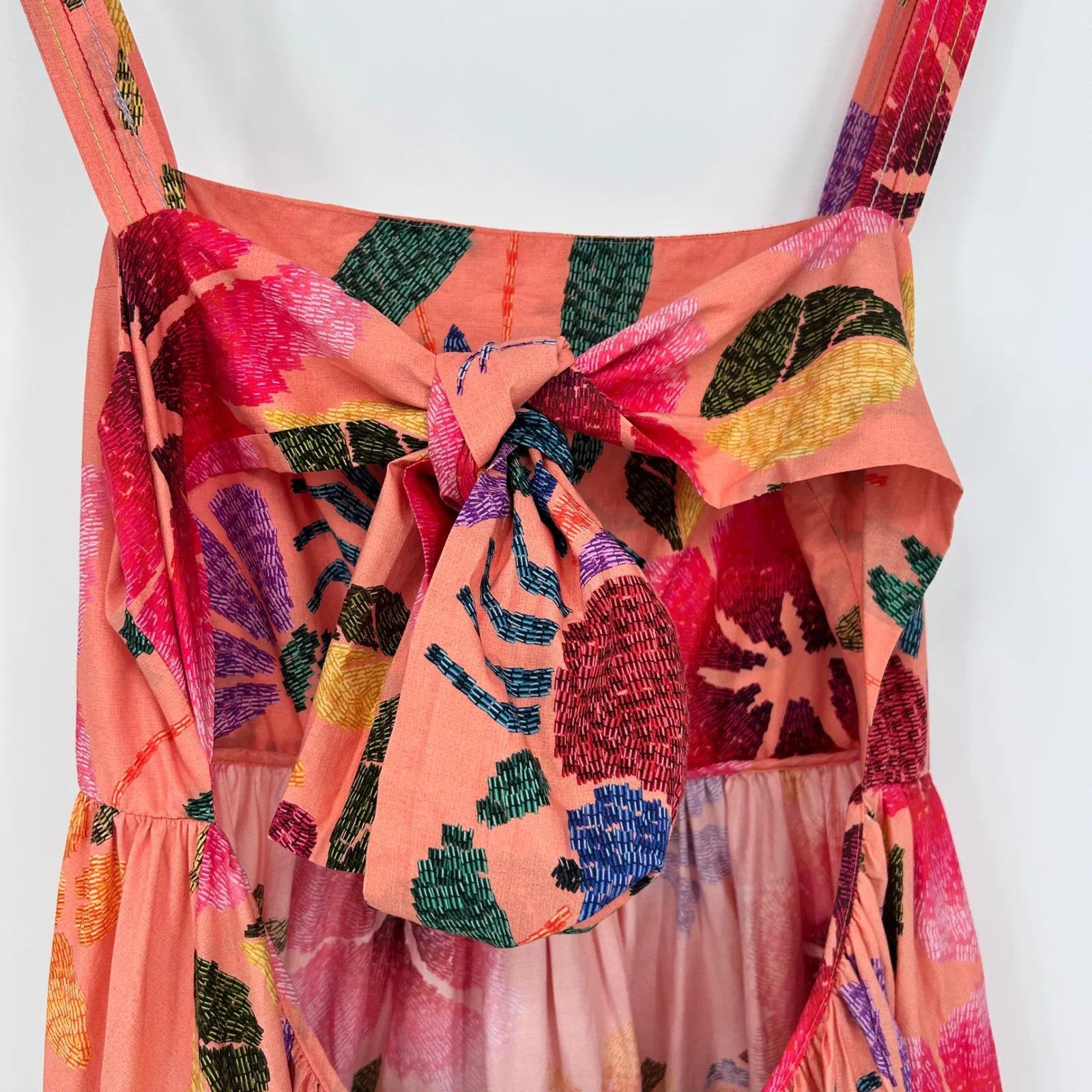 Farm Rio Floral Sea Midi Dress Colorful Tropical Open Back Medium - Image 7