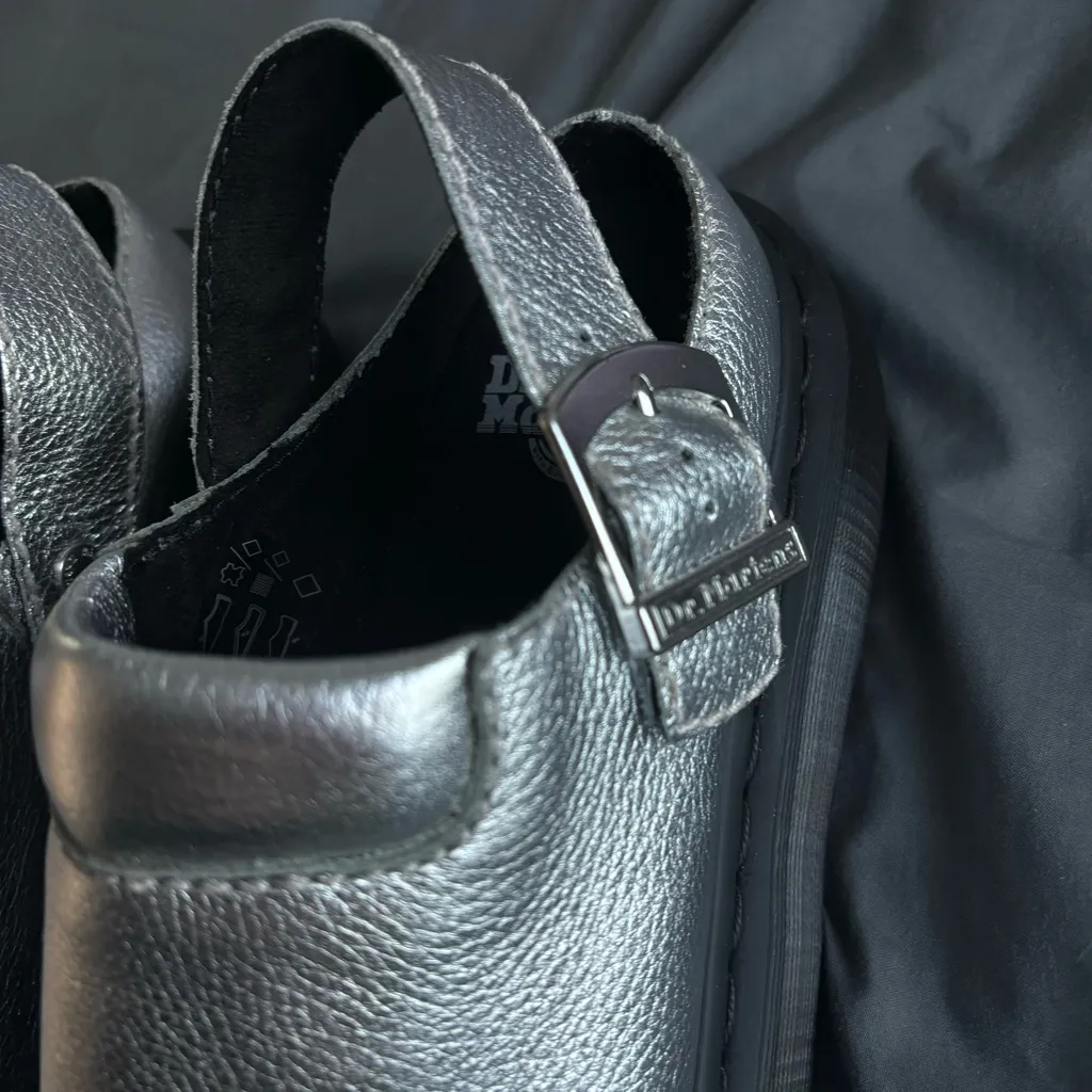 Dr. Martens Silver Lakaten Clog Slip Ons - Image 3