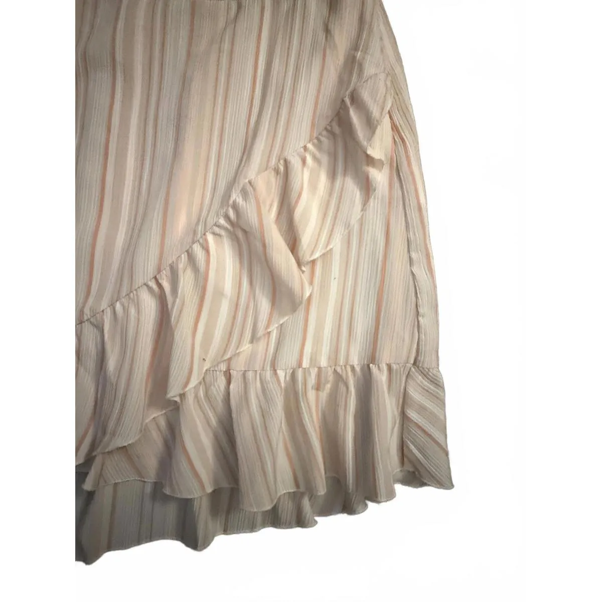 NEW Lauren Conrad Skirt Size XL Extra Large Mini Peach White Stripes Peplum Orange - Image 4