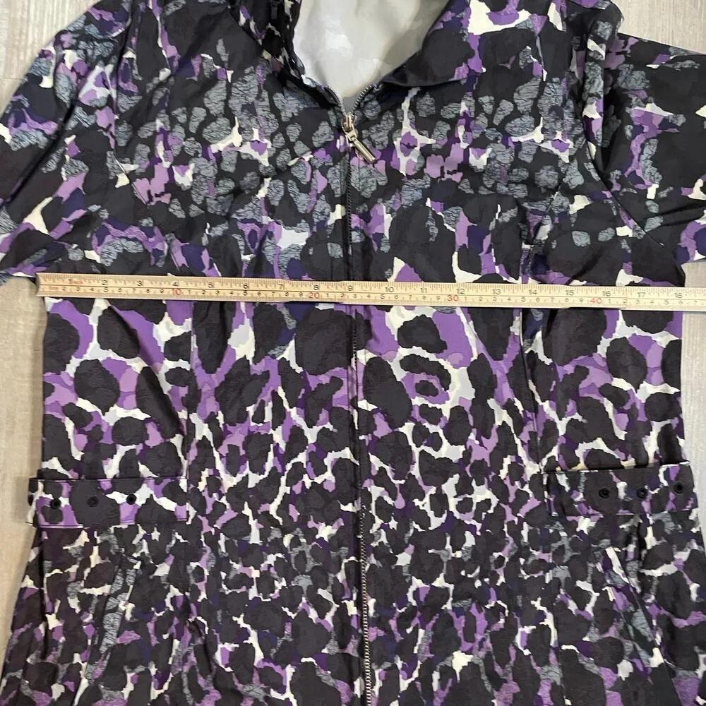 Chico’s Zenergy Women’s Medium Rain Jacket Purple Black Zip Up Lightweight - Image 13