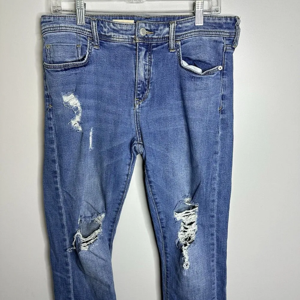 Women's Pilcro Anthropologie Size 29 High Rise Slim‎ Boyfriend Distressed Jeans - Image 2