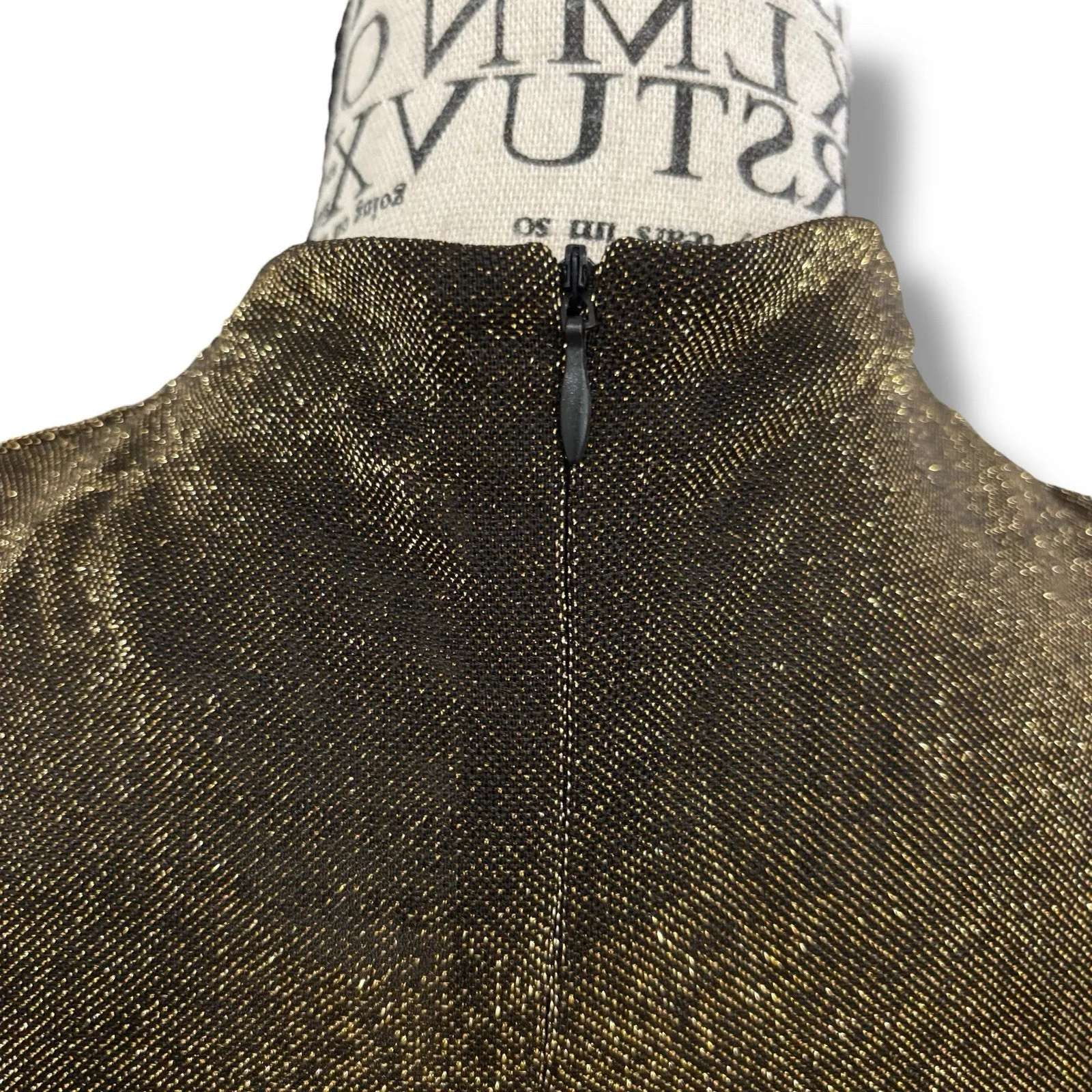 NWT Nicole Miller Size XS Bronze Metallic Ruched Mock Neck Top Party Event - Image 6