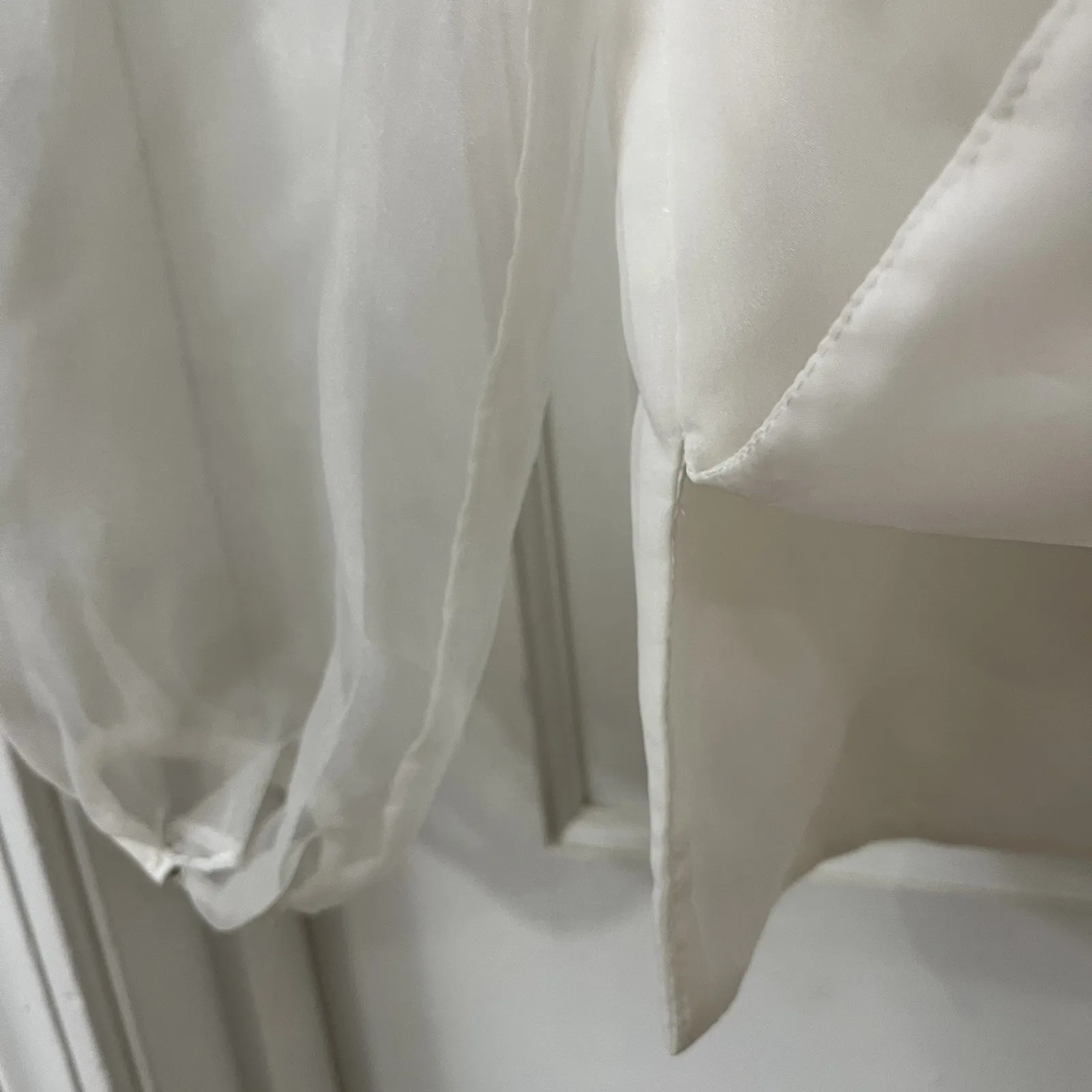 VTG Patra Embellished Blouse Organza Lace Pintuck Shoulder Pads‎ Feminine Sz 10 - Image 6