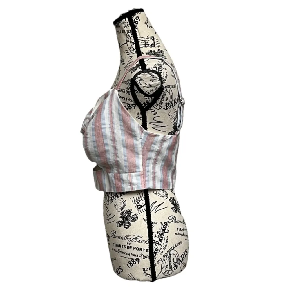 L’atiste Striped Bow Front Crop Top Women M Boho Beach Nautical Preppy Coastal - Image 4