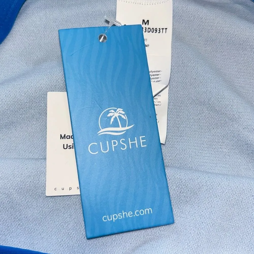 CUPSHE Women's Bikini High Waisted Bathing Suit Blue Size Medium - Image 4