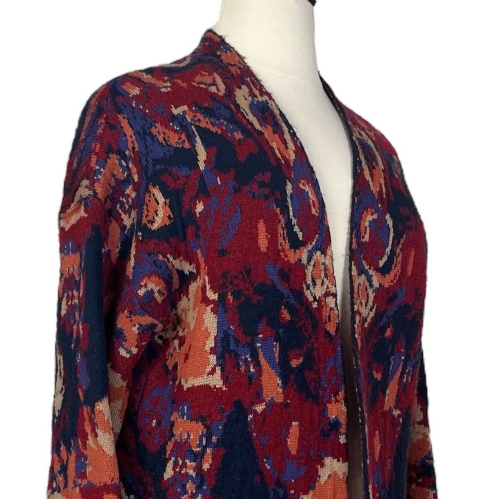 Adyson Parker Cardigan Open Front Heavy Knit Blue Red Multi Women’s Size 3X - Image 6