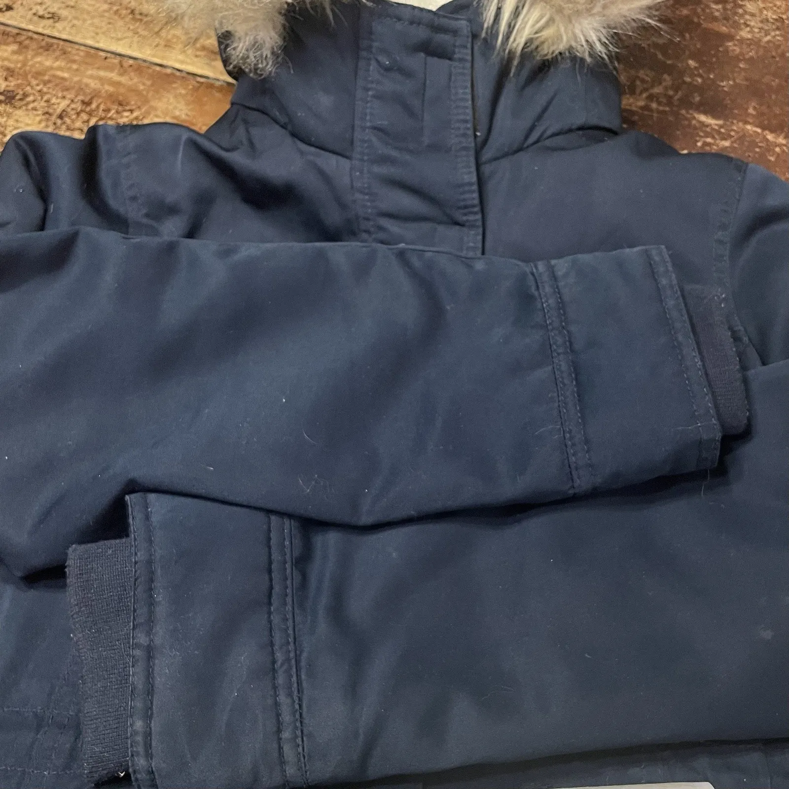 Y2K Hollister Faux Fur Lined Hooded Parka Jacket Coat Black Women's Size XS - Image 7