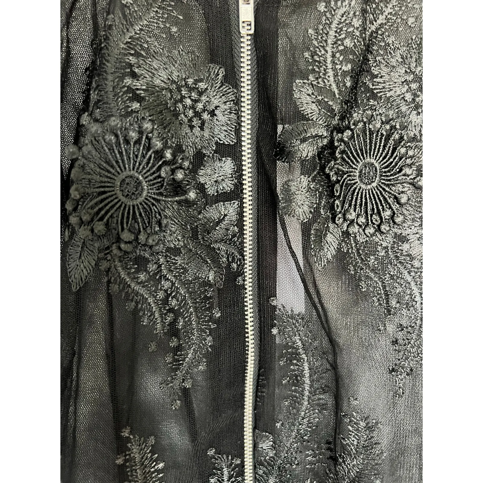 Endless Rose Embroidered Sheer Black Floral Bomber Jacket Small NWT - Image 5