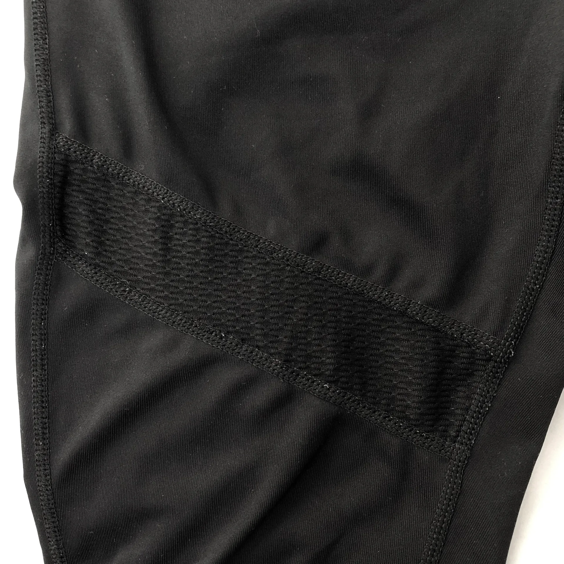 Textured Inset Stripe Capri Leggings Cropped Legging Black - Image 11