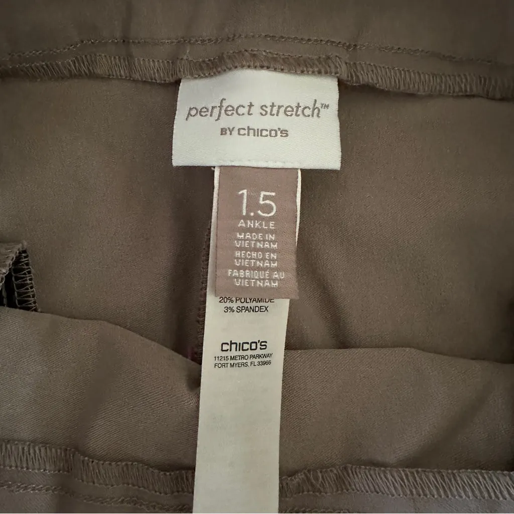 Chicos Perfect Stretch Josie Slim Ankle Straight Leg Taupe Pants Trousers Size 1 - Image 11