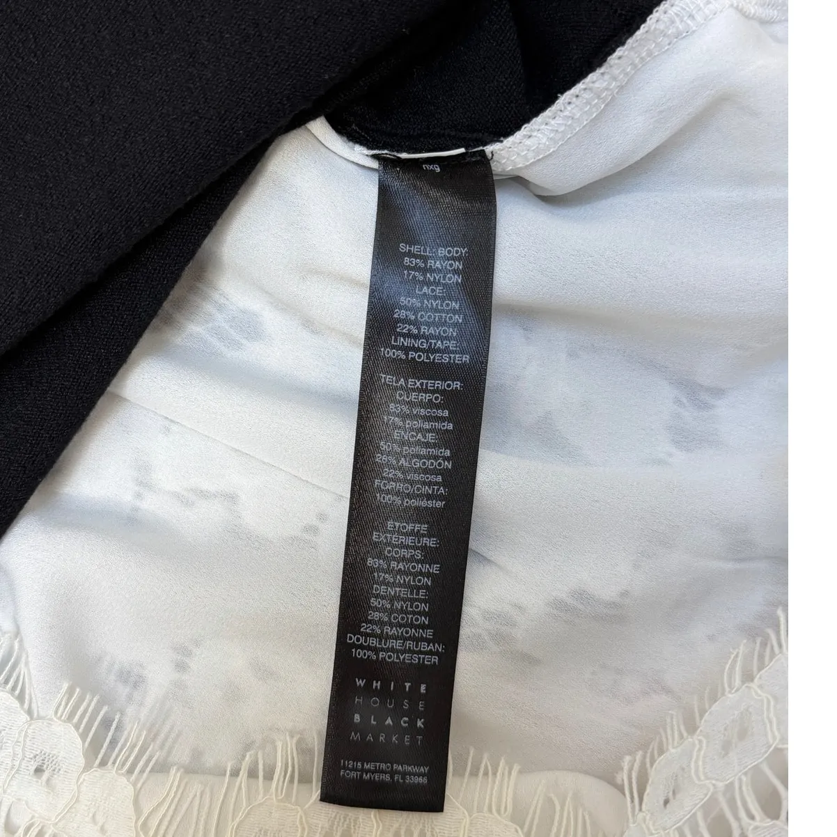 White House Black Market Top Blouse Womens XS Black Lace Back Coquette Tie - Image 12