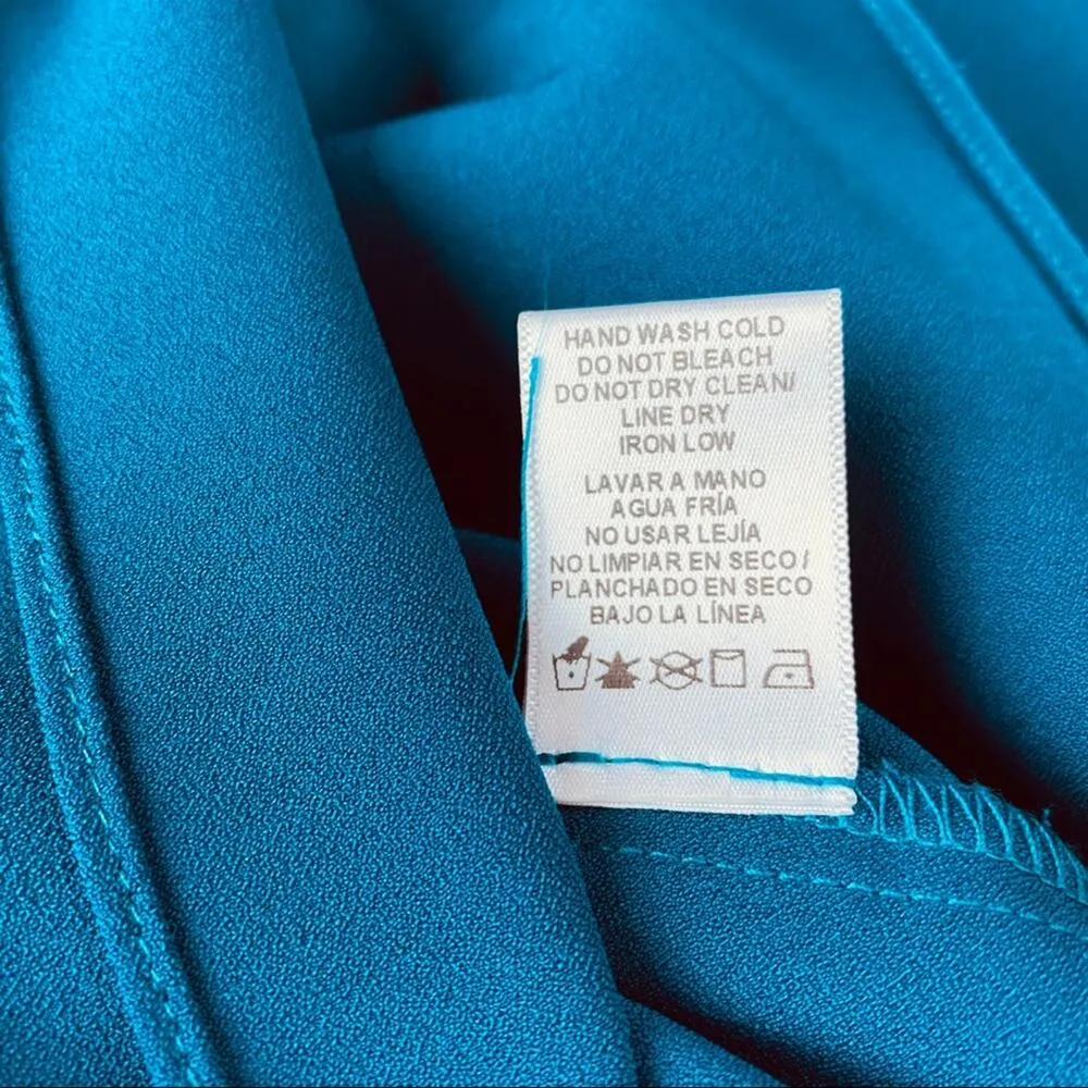 NSR Teal Ruffle Bell Short Sleeve Blouse Small - Image 5