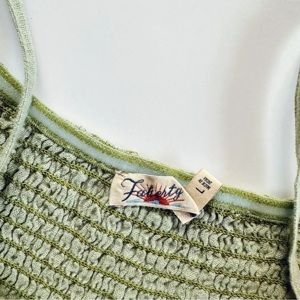 NEW Faherty Mandy Smocked Linen Jumpsuit Desert Sage - Image 6