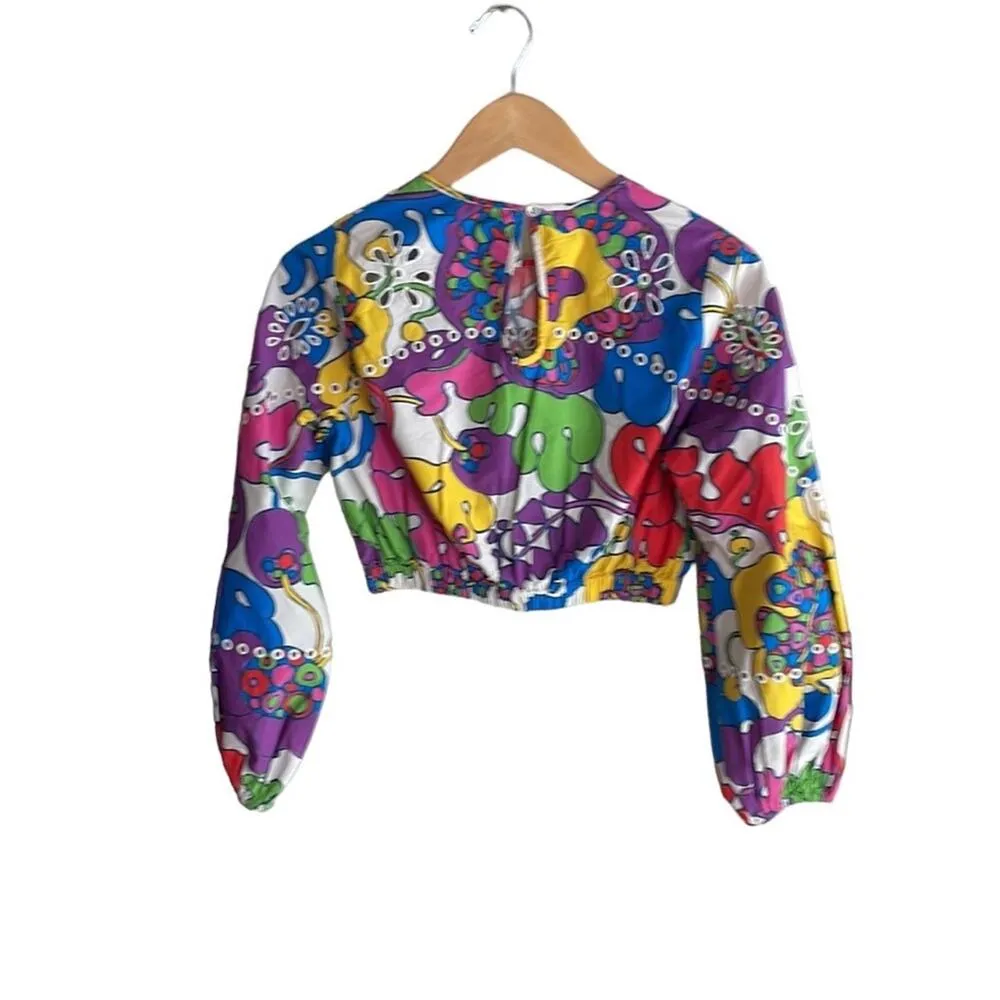 Rhode Adeline Top Woodstock Floral Rainbow Size XS - Image 3