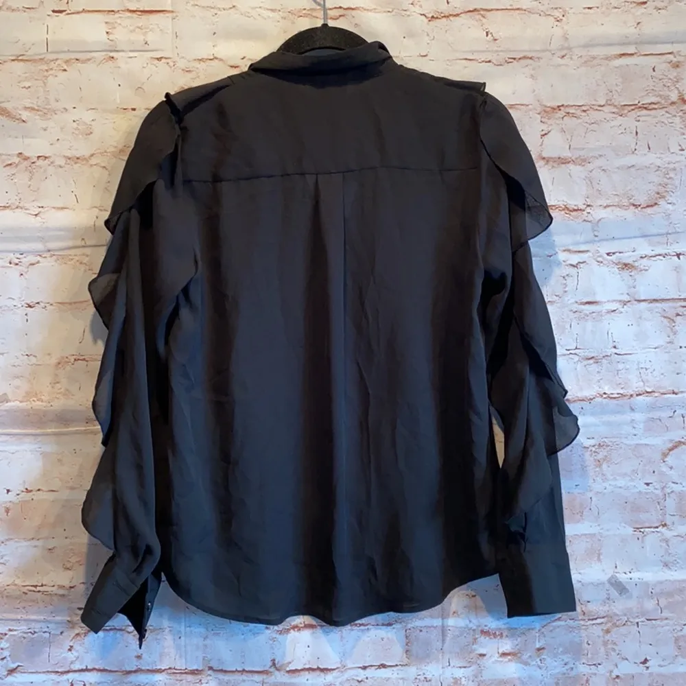 NWT Who What Wear Black blouse long sleeve ruffles - Image 5