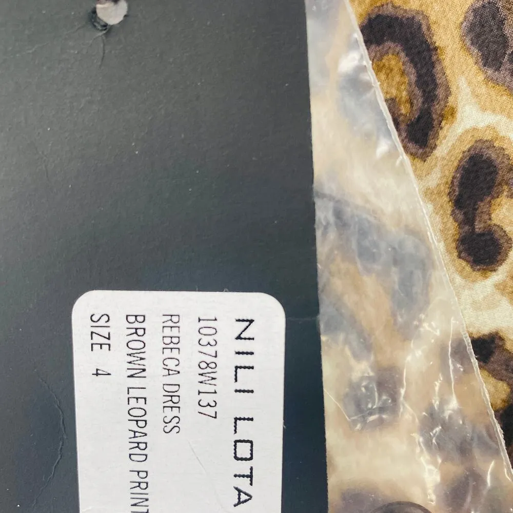 NEW Nili Lotan Rebeca Dress Brown Leopard Animal Print Silk $895 Sz 4 Chiffon - Image 9