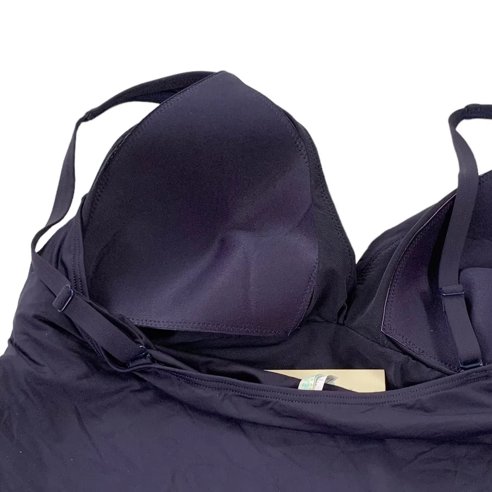 Sea Level Plus Size Eco Essentials Cross Front Tankini Swim Top NAVY Size 16 NWT - Image 11