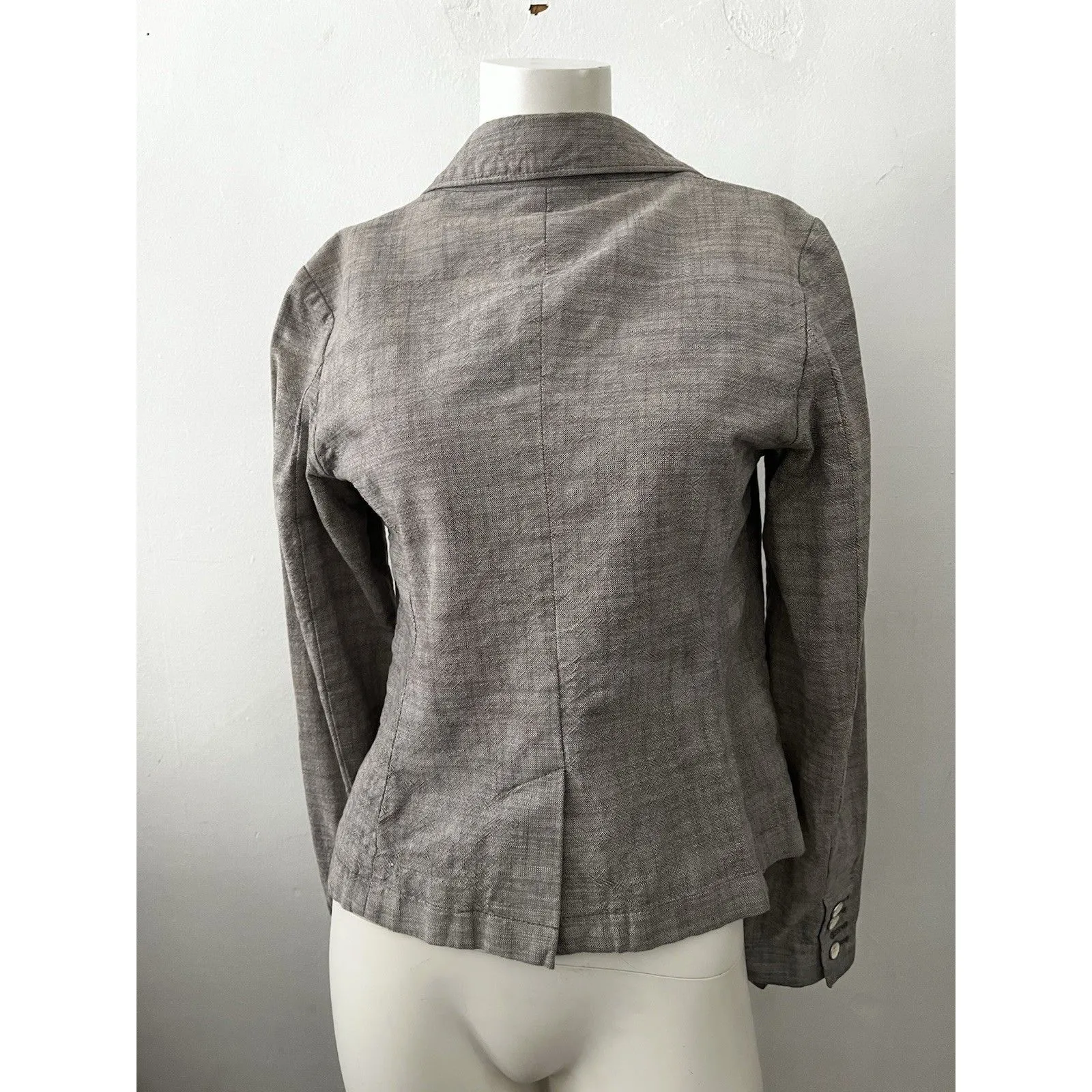 Eddie Bauer Womens Blazer 4 Light Gray Cotton Career Preppy Academic Earthy - Image 3