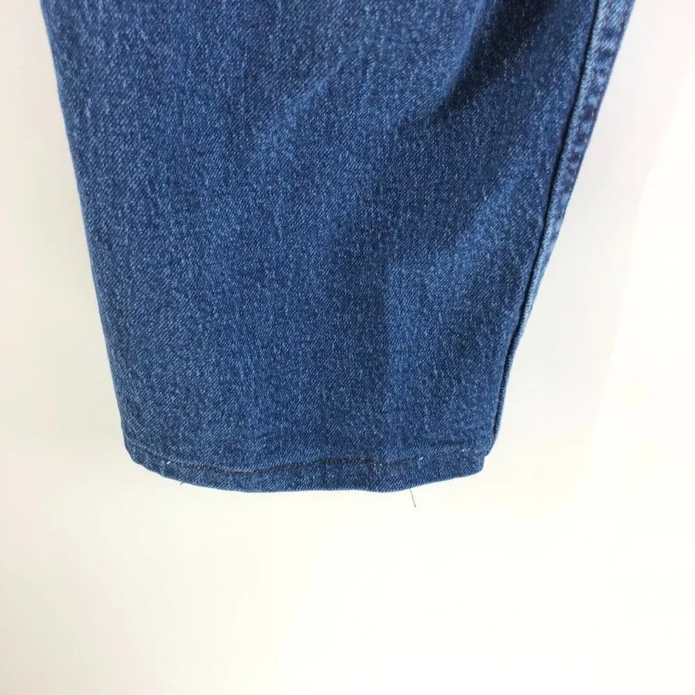 Chic Womens Jeans Straight Leg High Rise Dark Wash 14P Hemmed Blue - Image 3