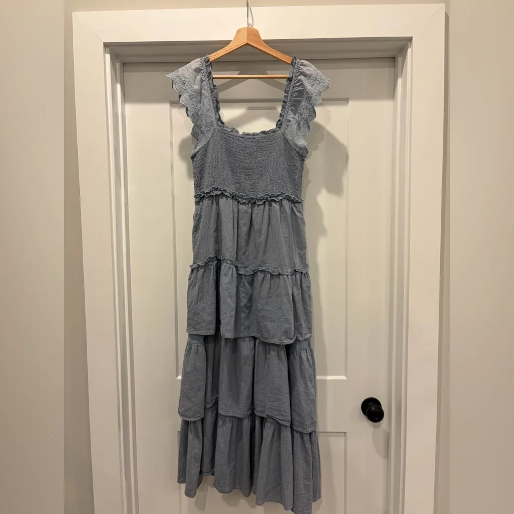 DAVI & DANI Pastel Blue Boho Chic Revival Tiered Maxi Party Dress Size Medium - Image 13