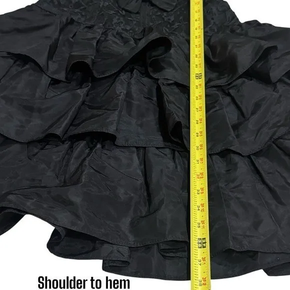 Vintage Nuance 70's Black Lace Tiered Gothic Fairy Ethereal Prom Dress Size 5(S) - Image 10