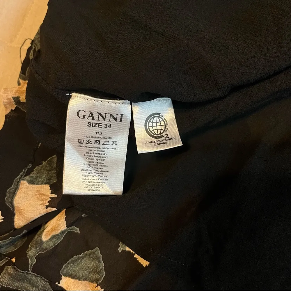 Ganni Carlton Georgette Black Floral Dress - Image 6