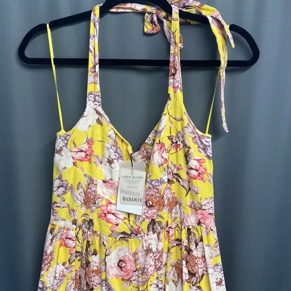 Bardot Women's Labella Floral Halter linen  Midi Dress size 4 (b28.12) - Image 7