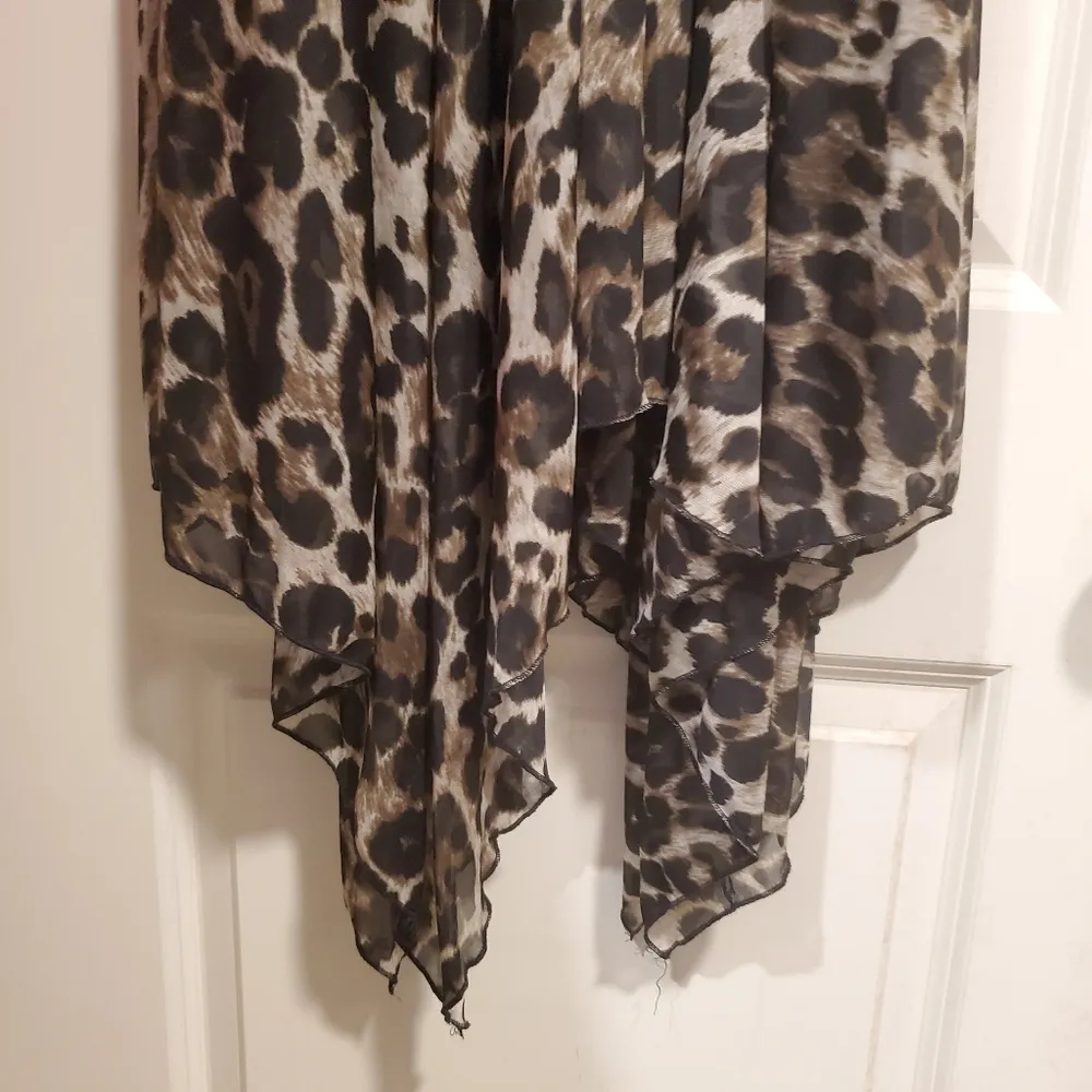 Olivia Matthews Dress Size 10 Leopard Sheer Asymmetrical - Image 10