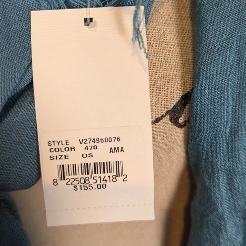 Vince Viscose and Cashmere Wrap Scarf Blue - Image 4