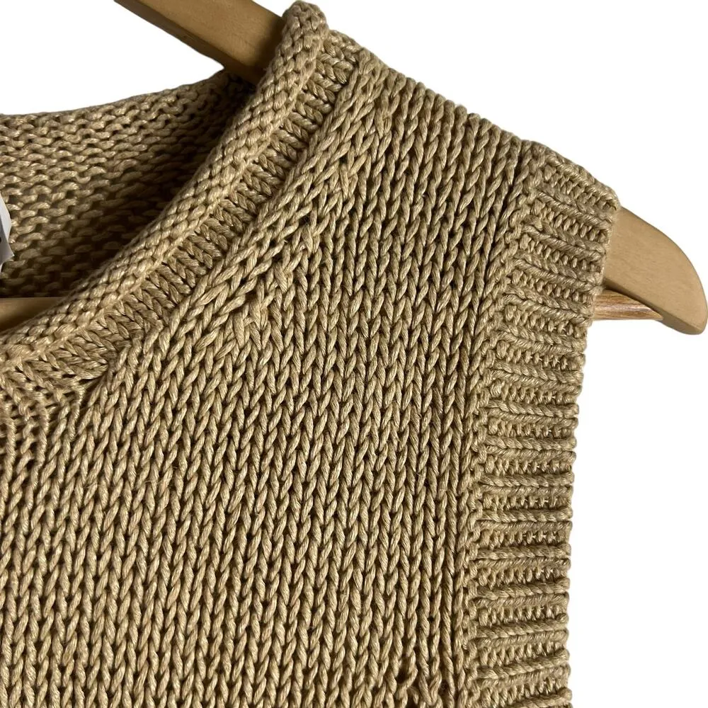 Polo Ralph Lauren Linen Cotton Tan Knit Sleeveless Crewneck Sweater Vest Size L - Image 6
