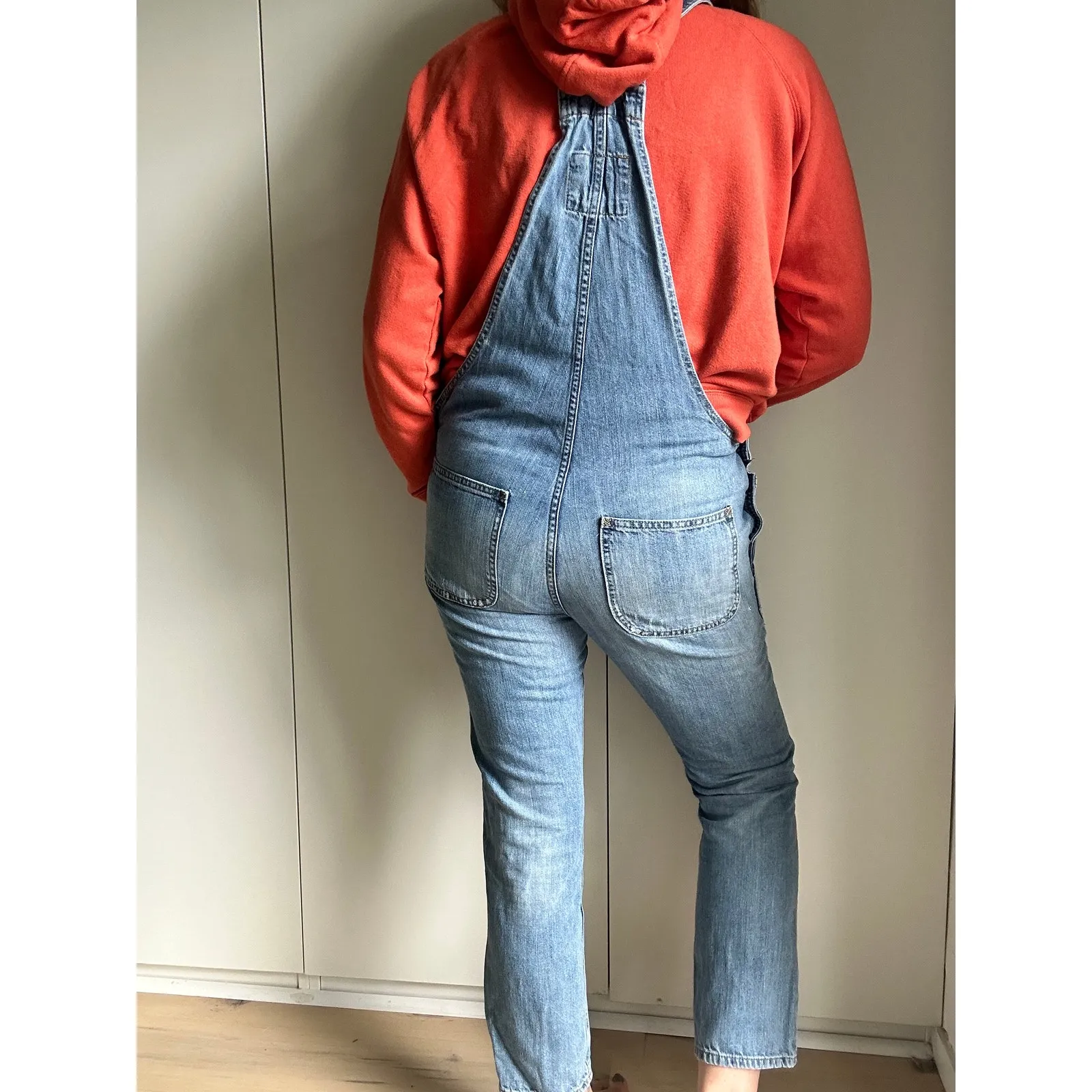 GAP Overalls Size XS Slim Fit Distressed Jeans Denim Ankle Cropped - Image 7