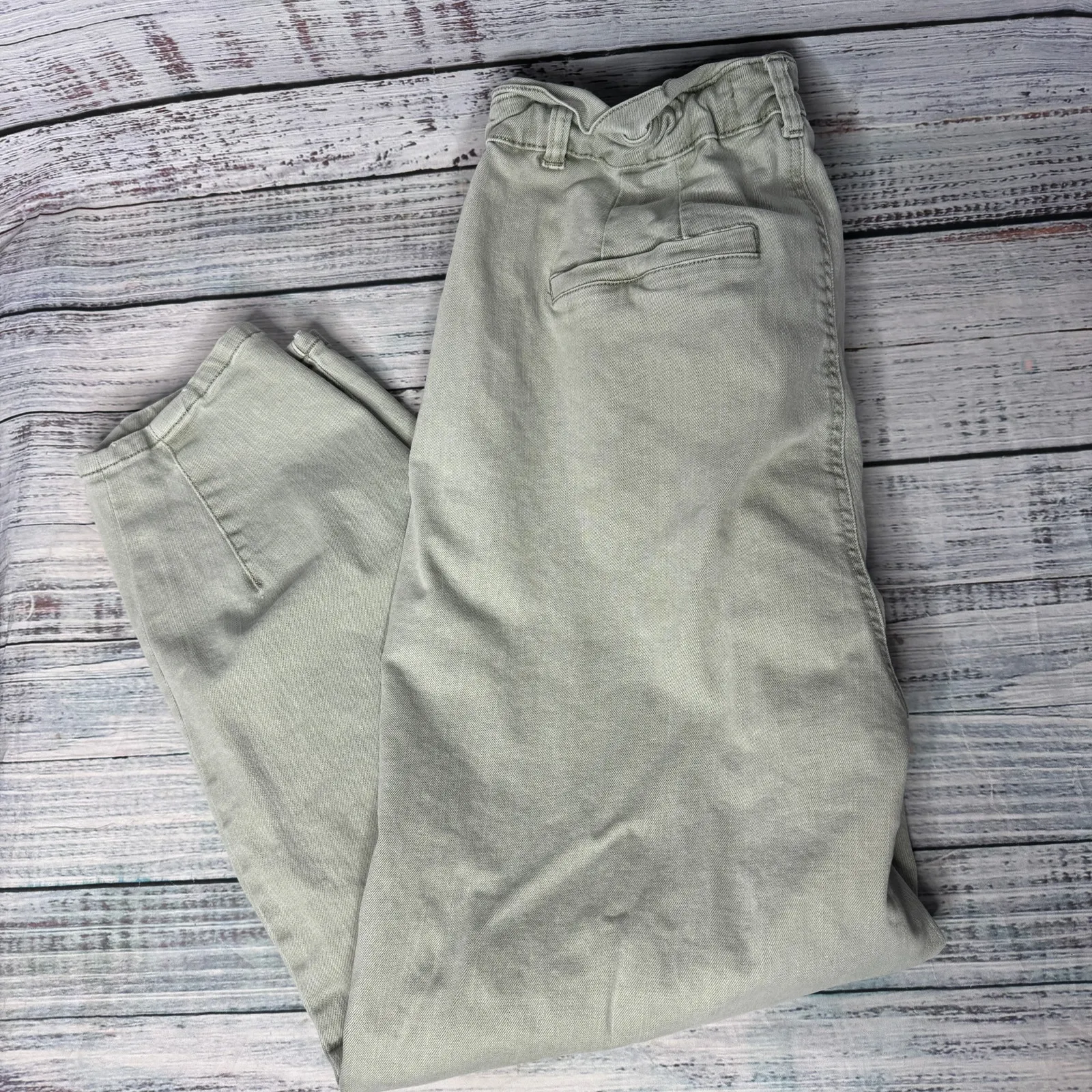 Eloquii Sage Green Ankle Crop Loose Leg Denim Stretch Jeans 14 - Image 3
