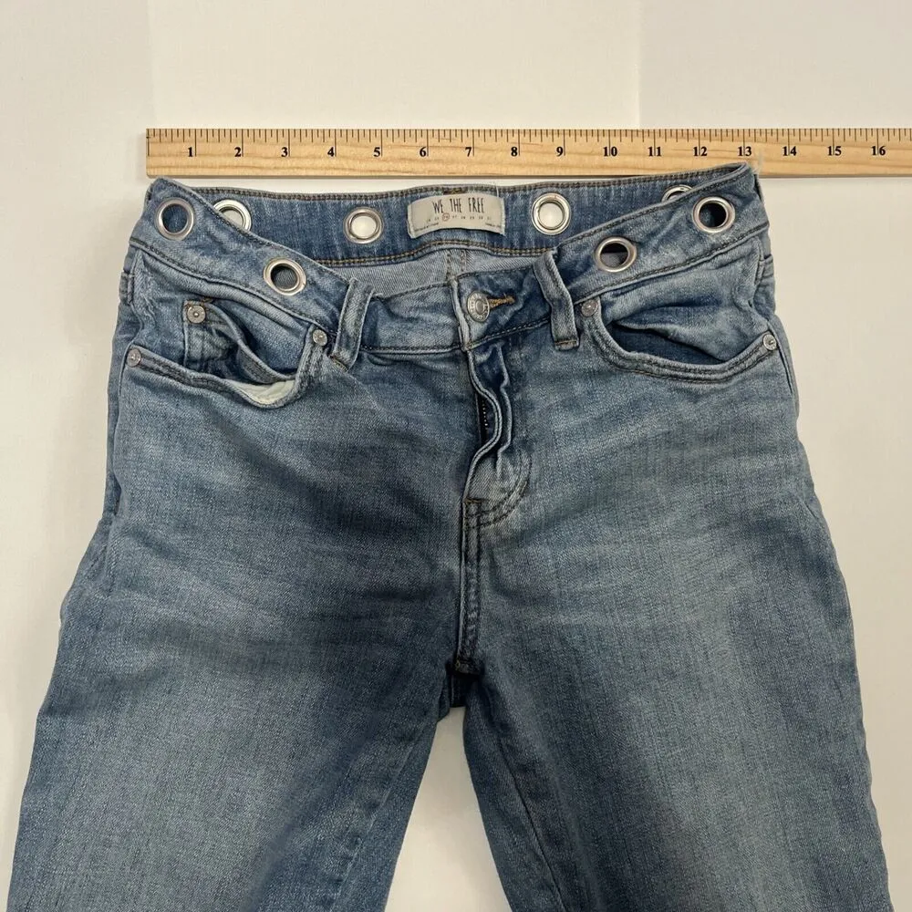 Sz 26 Rivet Detail Belt Out Crop Bootcut in Blue FREE PEOPLE - Image 8