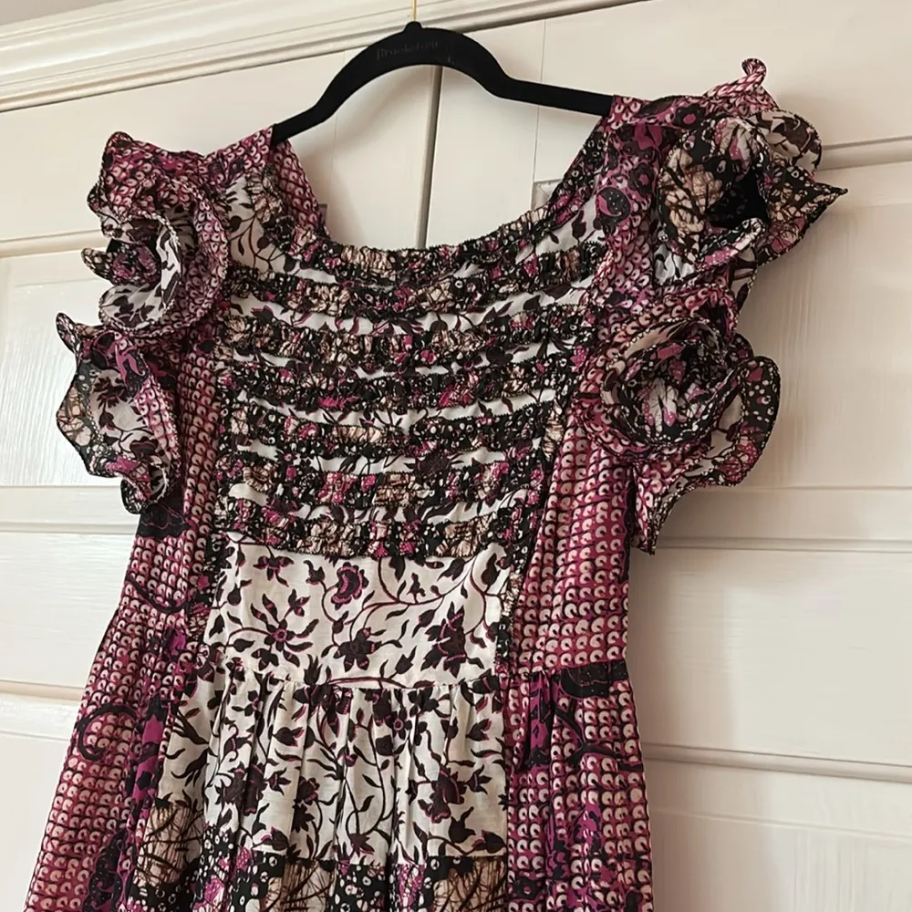 ULLA JOHNSON Zoya Ruffle Tiered‎ Floral Maxi Dress in Fuchsia Size 2 - Image 10