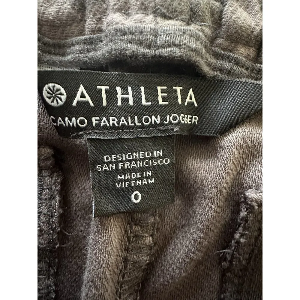 ATHLETA WOMEN'S BLACK OLIVE GREEN ELASTIC WAIST CAMO FARALLON JOGGER PANTS Sz 0 - Image 9