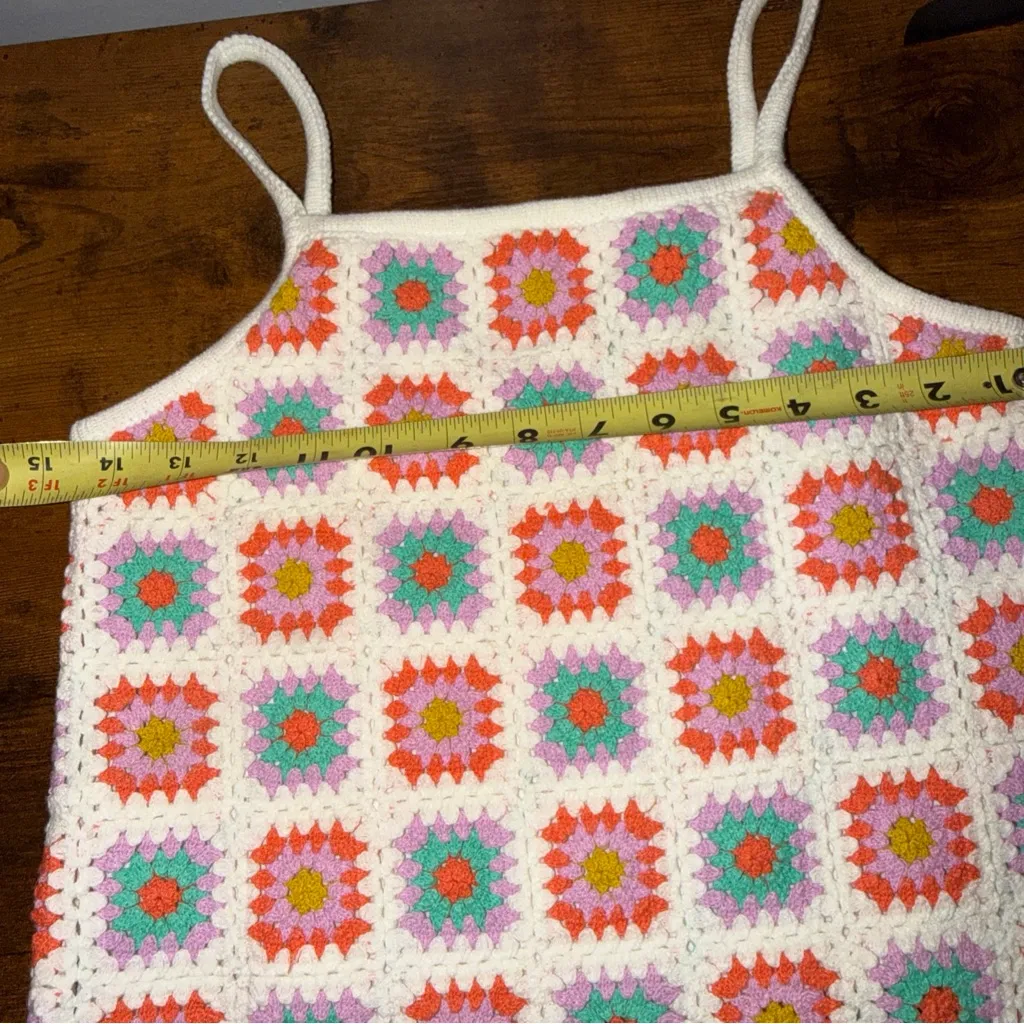 Crochet Short Top Granny Square Multicolor White - Image 6