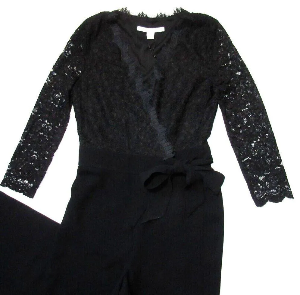 NWT Diane Von Furstenberg DVF Marlowe in Black Lace Bodice Jumpsuit 4 $598 - Image 4