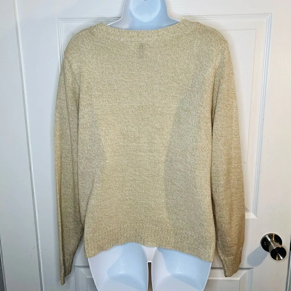 H&M Divided Long Sleeve Casual Knit Slouchy Sweater Oatmeal Cream L - Image 4