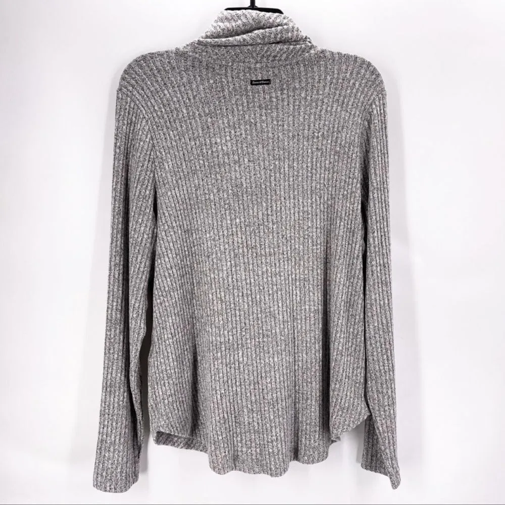 Lucky Brand Heather Grey Bonne Chance Hi-Low Ribbed Mock Cowl Neck Sweater - Image 2