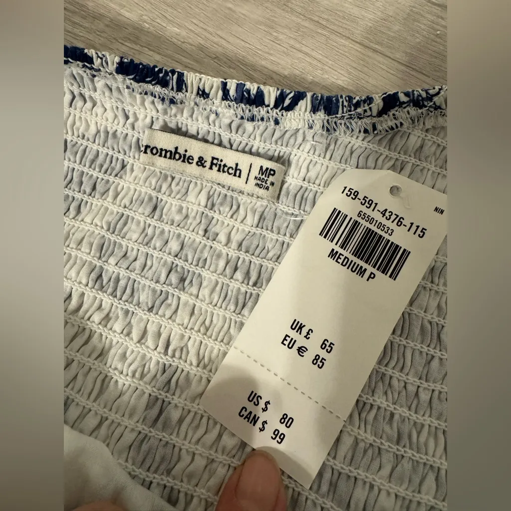 Abercrombie & Fitch Emerson Poplin Puff Sleeve Mini Dress Floral NWT Size Med P - Image 9