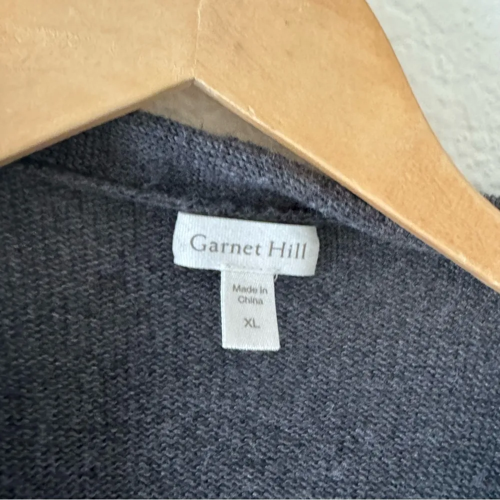 Garnet Hill Wool Linen Drape Front Open Cardigan Zipper Detail Pockets - Image 3