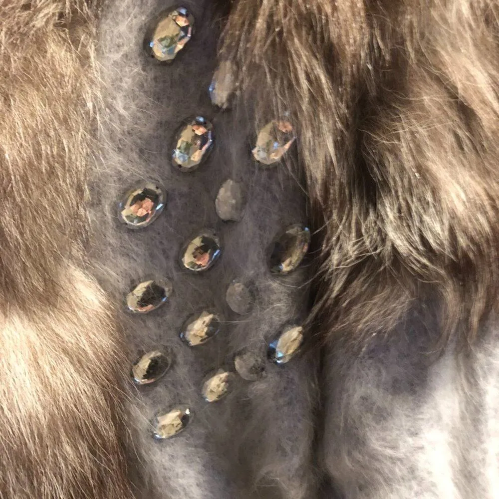 Cashmere Angora Fox Fur Embellished Lined Sweater Custom Made S/M New $895 - Image 3